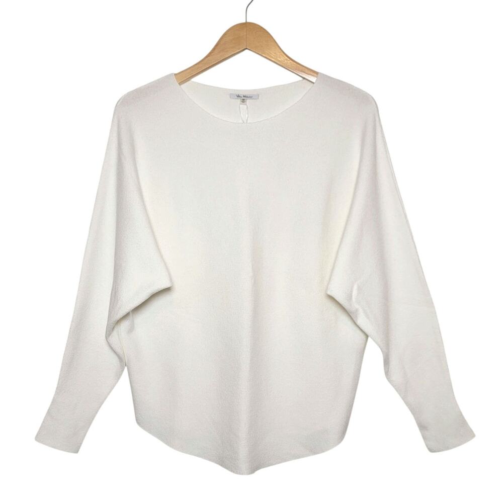 Vila Milano NWT Dolman Sleeve Knit Pullover Sweater Scoop Neck White M Classic
